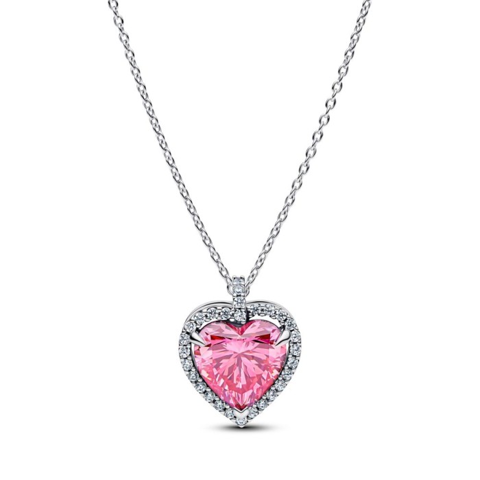 collar-pandora-halo-corazon-rosa-394414c01 Collar Pandora Halo Corazón Rosa - 394414C01 - Imagen 1